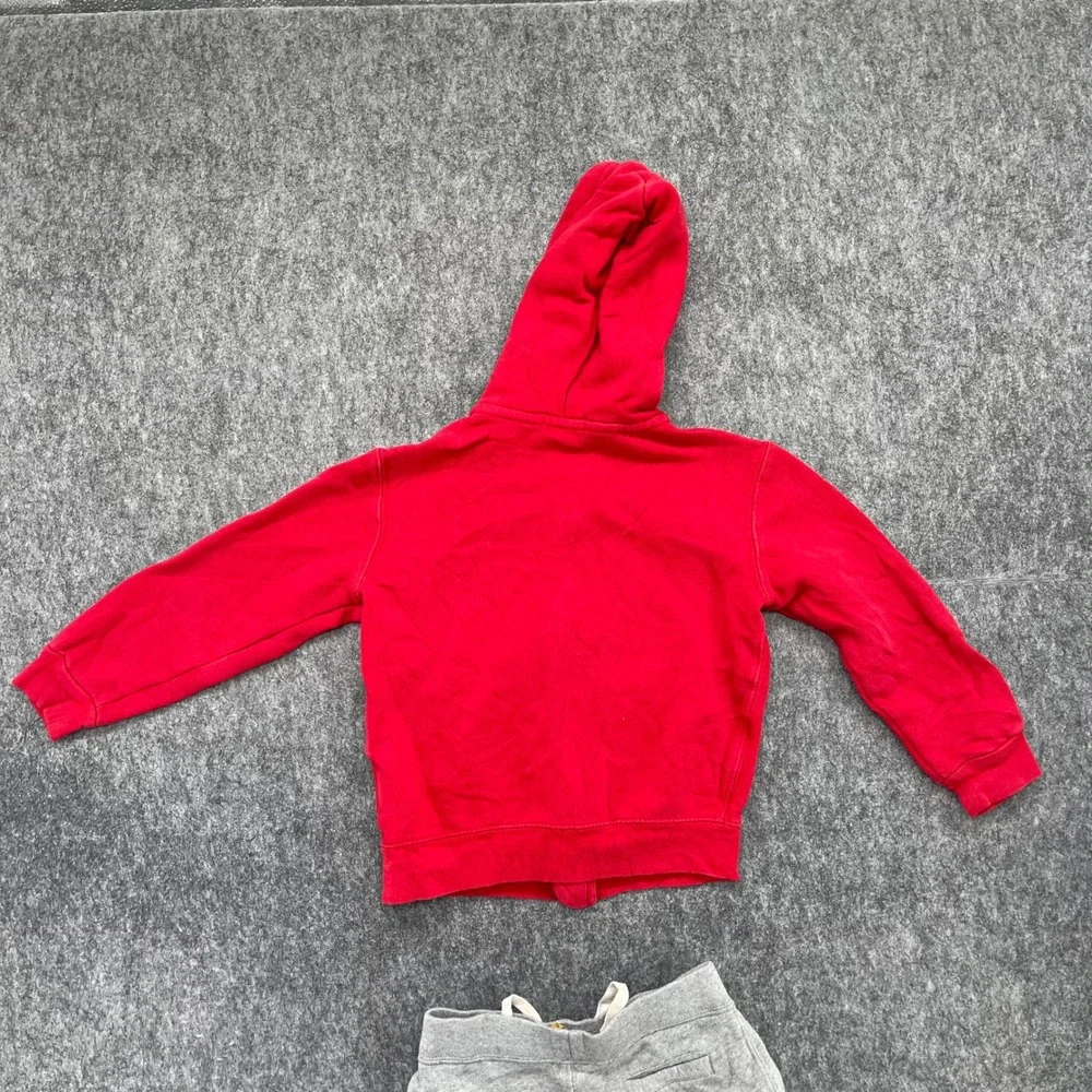 Polo Ralph Lauren Hoodie Boys Red Zip and Gray Joggers Tracksuit Set Size 6